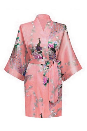 KIMU® Kimono Zalm Roze Kort XL-XXL Yukata Satijn Boven de Kn, Kleding | Dames, Ophalen of Verzenden, Nieuw