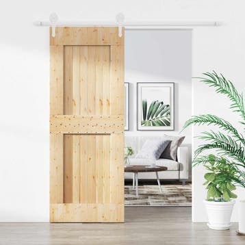 vidaXL Schuifdeur 80 x 210 cm Massief Pine Hout, Doe-het-zelf en Bouw, Deuren en Vliegenramen, Verzenden, Nieuw