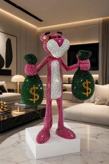 Okyes (1987) - Pink Panther Money Bags - XL size (Crystal, Antiquités & Art