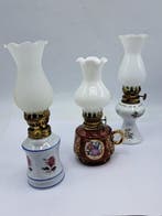 Olielamp - Tafellamp - Opaline glas - Drie Olielampen, Antiek en Kunst