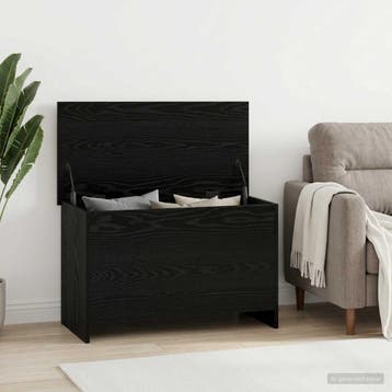 vidaXL Opbergkist met opslag Zwart eiken 80 x 40 x 50 cm, Huis en Inrichting, Verzenden, Nieuw