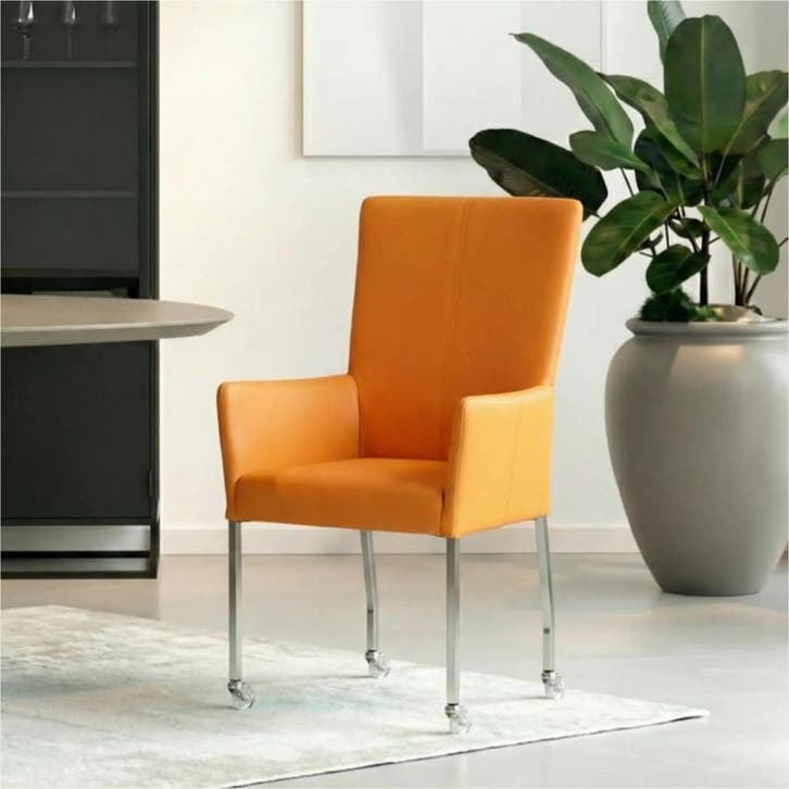 Leren eetkamerstoel Deal met armleuning - Toledo Mandarin, Maison & Meubles, Chaises, Enlèvement ou Envoi