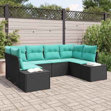 vidaXL Tuinbank Set 6 st 6-Aantal zitplaatsen Zwart en, Verzenden, Nieuw