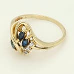 Bague - 14 carats Or jaune - Diamant - Saffier., Nieuw
