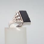 Zilver, Art Deco Zegelring, Onyx - Ring