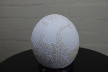 carved Ostrich Egg Giraffe Taxidermie volledige montage -