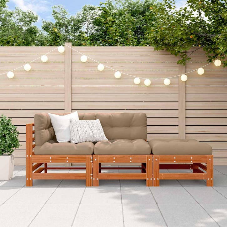 vidaXL Tuin loungeset 3 pcs Wasbruin Massief grenenhout, Jardin & Terrasse, Ensembles de jardin, Envoi