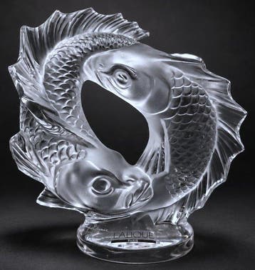 Lalique - Marc Lalique - Sculpture, Deux poissons (taille
