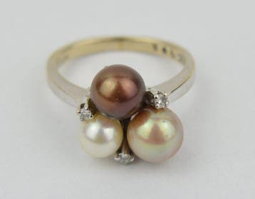 Zonder minimumprijs - Ring - 14 karaat Witgoud Parel -, Handtassen en Accessoires, Nieuw