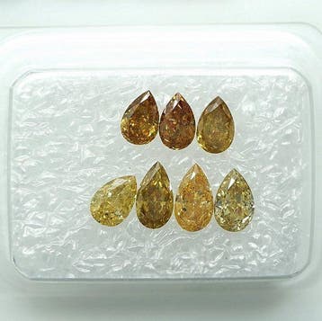 7 pcs Diamant (Couleur naturelle) - 1.35 ct - Poire - Fancy
