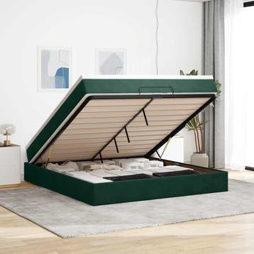 vidaXL Ottoman bed met matras 180x200 cm fluweel donkergroen, Verzenden, Nieuw