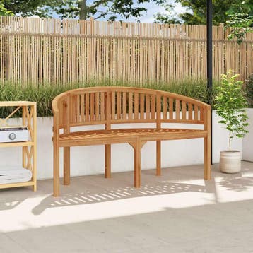 vidaXL Bananenbank 151 cm massief teakhout, Tuin en Terras, Verzenden, Nieuw