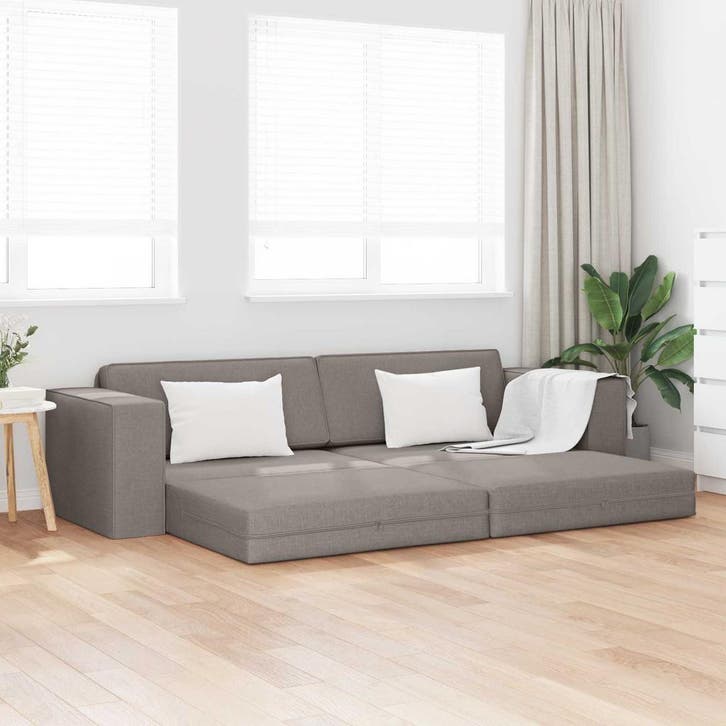 vidaXL Slaapbank / zetel Taupe 245 x 78 x 77 cm Stof, Huis en Inrichting, Zetels | Zetels, Nieuw, Verzenden
