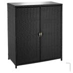 tectake Rotan tuinkast Monza, aluminium frame, 4 vakken - zw, Verzenden, Nieuw