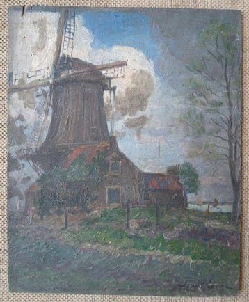 Jozef Frans De Coene (1875-1950) - Landschap met molen -