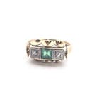 Ring - 14 karaat Geel goud Smaragd - Diamant, Nieuw