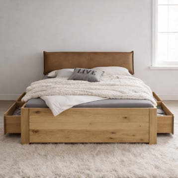 Forestales Montreux Kernbeuken Houten Bed met Lades 45CM - 1, Huis en Inrichting, Slaapkamer | Bedden, Nieuw