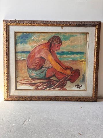Virio da Savona (1901-1985) - Il pescatore con la rete, Antiquités & Art