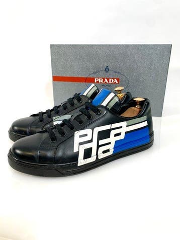 Prada Low-top Sneaker black/blue/white 4E 3409 UK 9 - In Box, Nieuw
