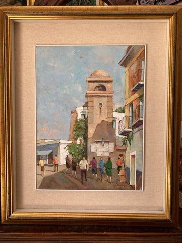 Renato Carusi (XX) - Capri, Antiquités & Art, Art | Peinture | Classique