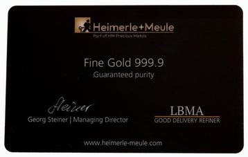 1/200 Ounce - Goud .999 - Heimerle + Meule, Germany - Met