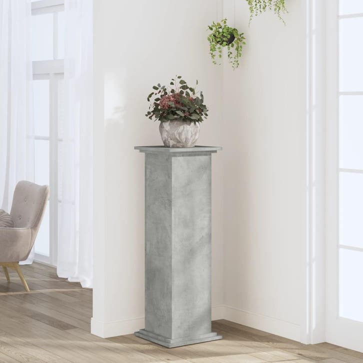 vidaXL Plantenstandaard 33x33x100 cm bewerkt hout betongrijs, Tuin en Terras, Bloembakken en Plantenbakken, Nieuw, Verzenden