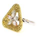 Cocktailring - 18 karaat Witgoud, Geel goud - 1.96ct. tw.