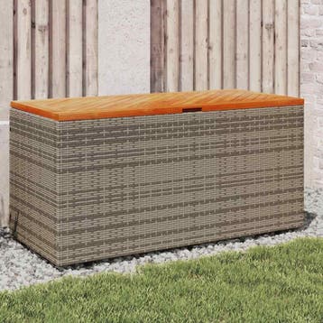 vidaXL Tuinbox 110x50x54 cm poly rattan en acaciahout grijs, Verzenden