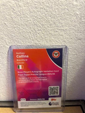 2024/25 Topps Premier League Nathan Collins /10 Autograph