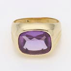 Ring - 14 karaat Geel goud - Synthetische korund, Handtassen en Accessoires, Ringen, Nieuw