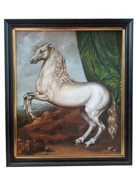 Simone Bottazzin (1974) - Cavallo bianco in levante, Antiek en Kunst, Kunst | Schilderijen | Klassiek