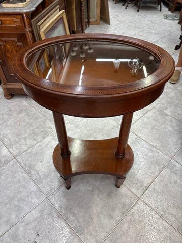 Bijzettafel - Mahonie, Ormolu, Glas