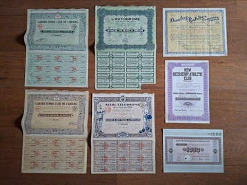 Document - 7 Historische sport aandelen, 1919-1962 -
