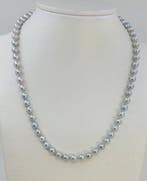 Halsketting 6x6,5mm zilveren Akoya parels, Handtassen en Accessoires, Kettingen, Nieuw