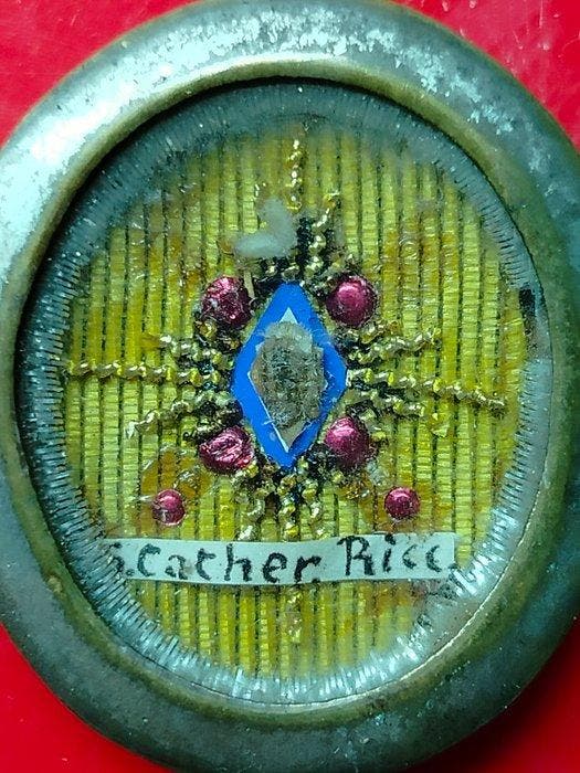 Reliekhouder - Verzilverd, Glas, Textiel - 1800-1850 - Sint, Antiek en Kunst, Kunst | Niet-Westerse kunst