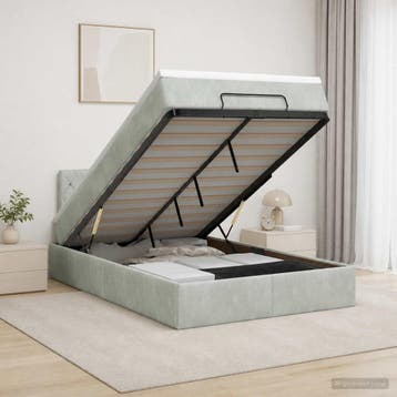 vidaXL Ottoman bed met matras Lichtgrijs 120 x 200 cm, Verzenden