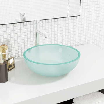 vidaXL Wasbak 35x12 cm gehard glas mat, Verzenden