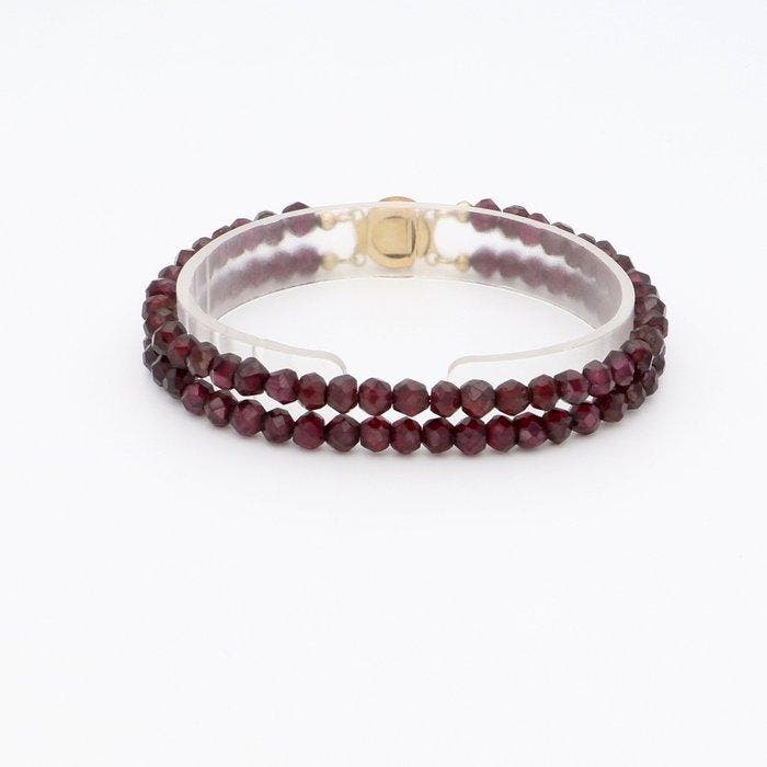 Armband - 14 karaat Geel goud - Granaat, Handtassen en Accessoires, Armbanden