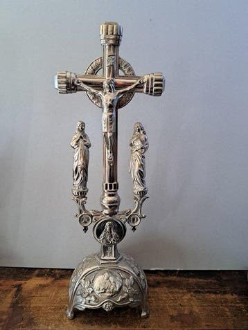 Art Nouveau Crucifix - Metaal - 1920-1930 - Zilverkleurig