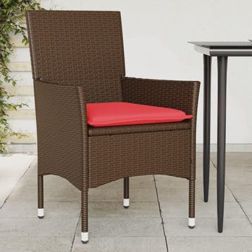vidaXL Tuinstoelen 2 st met kussens poly rattan bruin, Verzenden, Nieuw