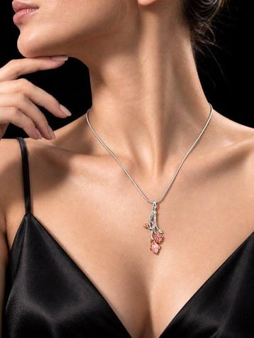 Roze tourmalijn ketting - 925 sterlingzilver goudverguld -