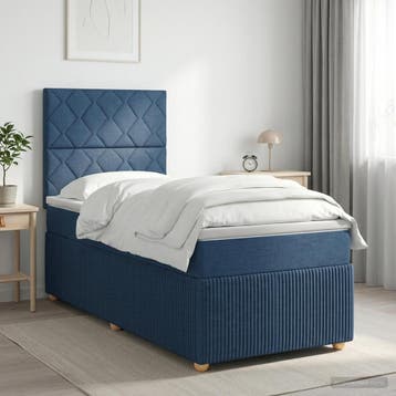 vidaXL Boxspringbed met matras met hoofdeinde Blauw 80 x 200, Verzenden