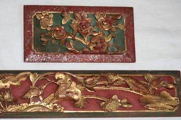Handgesneden paneel - Plaquette (2) - Hout, Antiek en Kunst