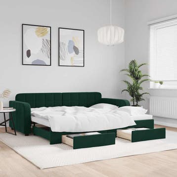 vidaXL Slaapbank onderschuifbed en lades 90x200 cm fluweel, Verzenden, Nieuw