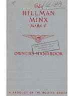 1951 HILLMAN MINX MARK V INSTRUCTIEBOEKJE ENGELS