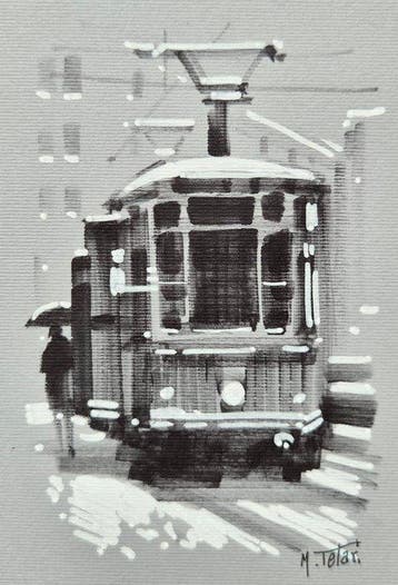Michele Telari - Tram a Milano, Antiek en Kunst