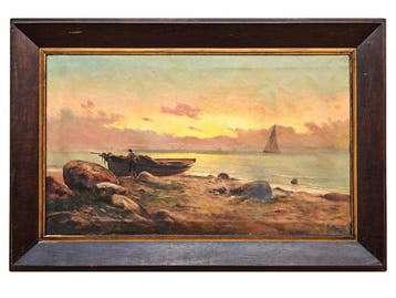 Valencian School (XIX-XX) - NO RESERVE - Fisherman at Sunset