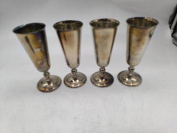 Champagneglas (4) - Verzilverd, verzilverd - Cava- of