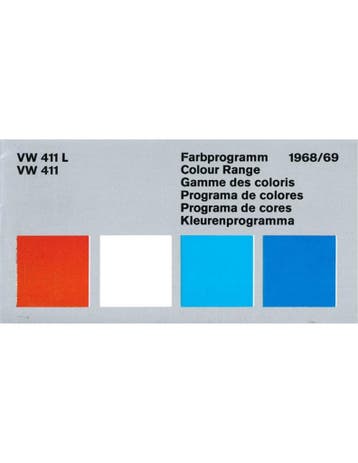 1968/69 VOLKSWAGEN 411 KLEUREN EN BEKLEDING BROCHURE, Nieuw