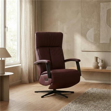 Leren elektrisch relaxfauteuil Pure - Toledo Bordeaux, Bohemian, Industrieel, Modern, Scandinavisch, Nieuw, Ophalen of Verzenden